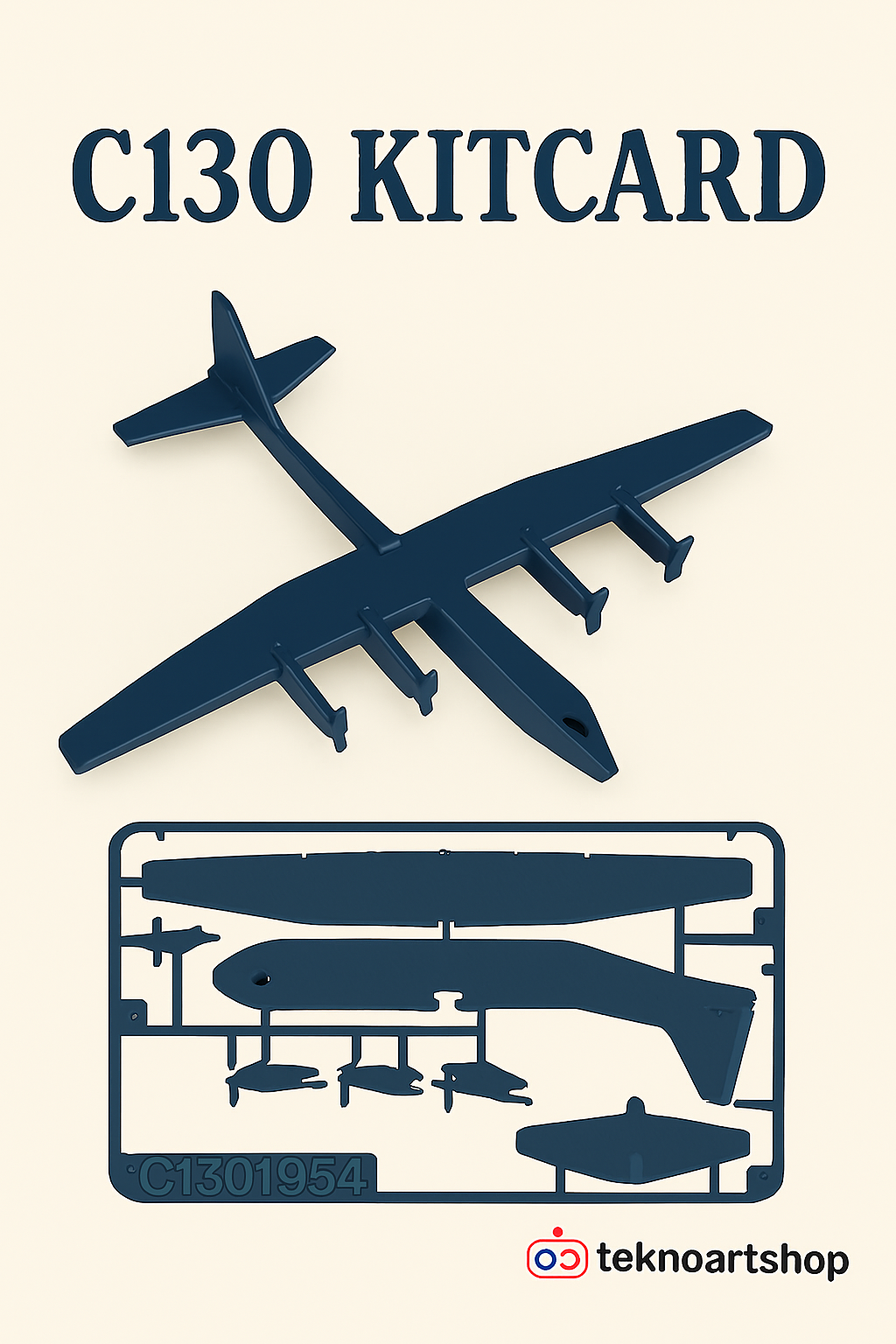 C130 Model Uçağı Kit Card – 3D Baskı Eğitici Oyuncak