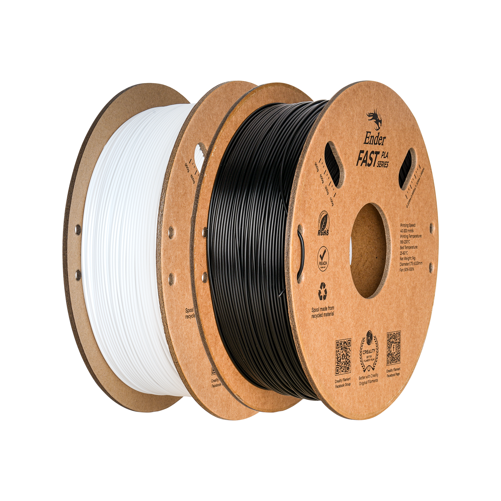 2Lİ Creality Ender Fast PLA Siyah Beyaz Filament 1.75mm 2Kg