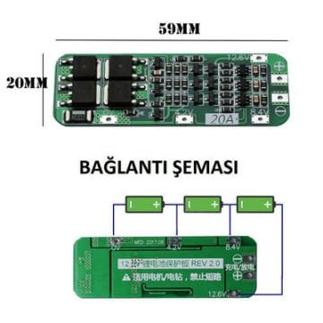 3S 20A LiPo Pil Balans Devresi Modülü BMS