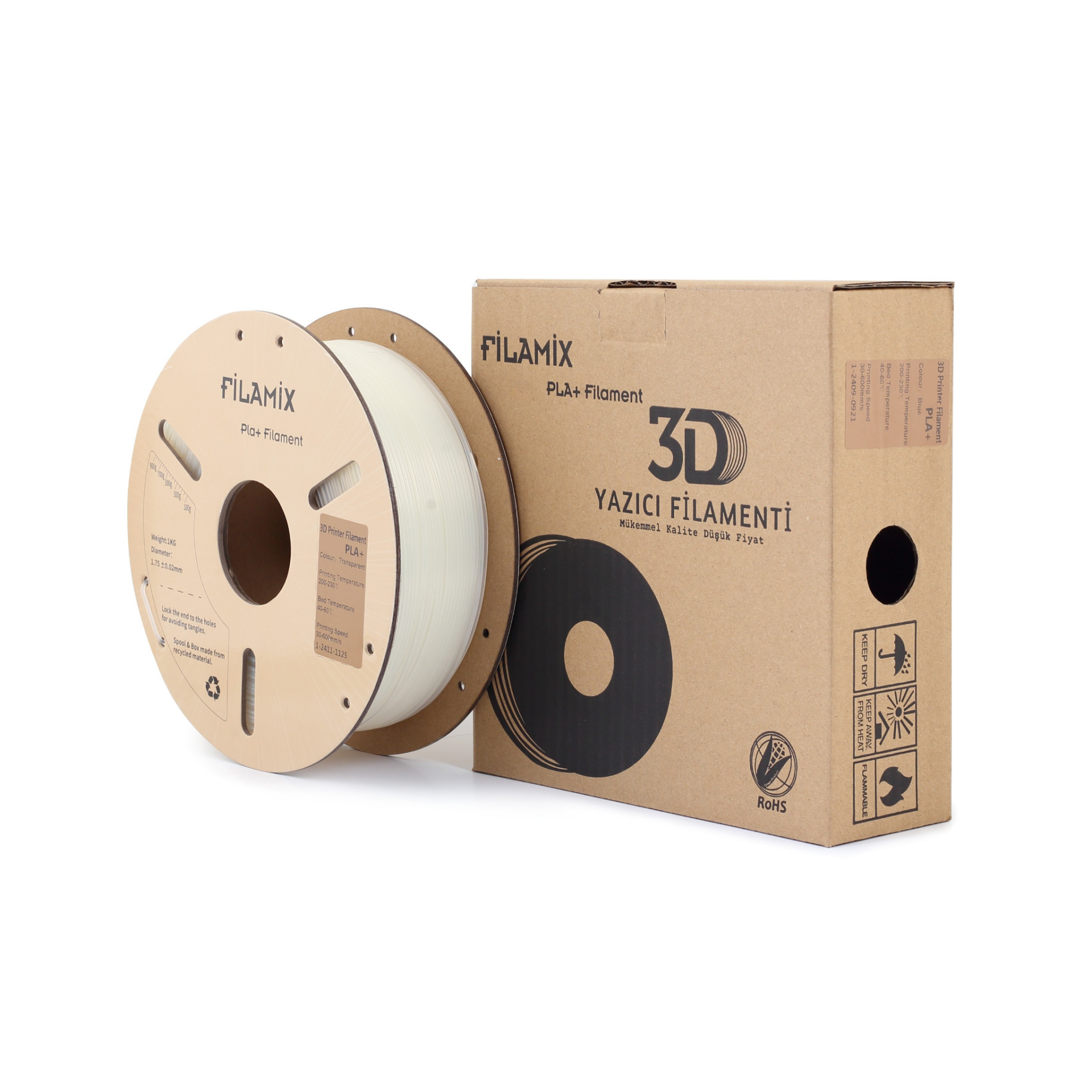 Filamix Şeffaf PLA Filament 1.75 mm 1000 Gr
