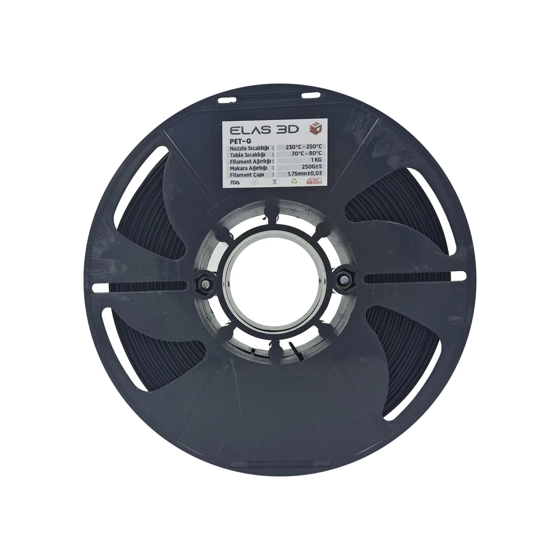 Elas Siyah PET-G Filament 1.75mm. 1kg