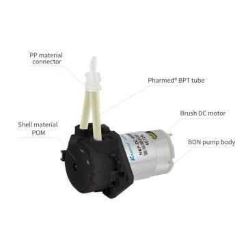Kamoer 12V Peristaltik Sıvı Pompası - NKP-DC-B08D Siyah