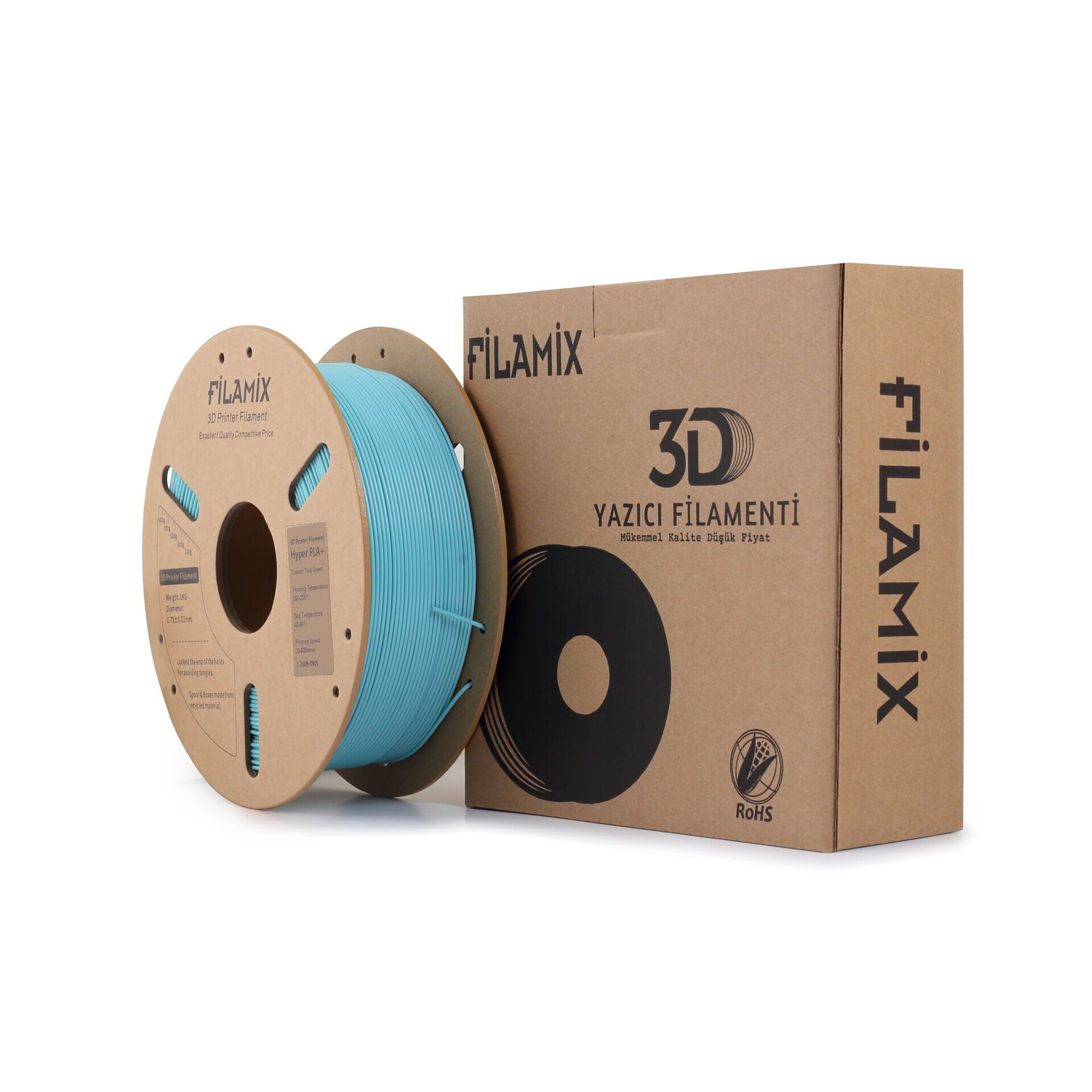 Filamix Turkuaz Hyper Speed PLA+ Filament 1.75 mm 1000 Gr.