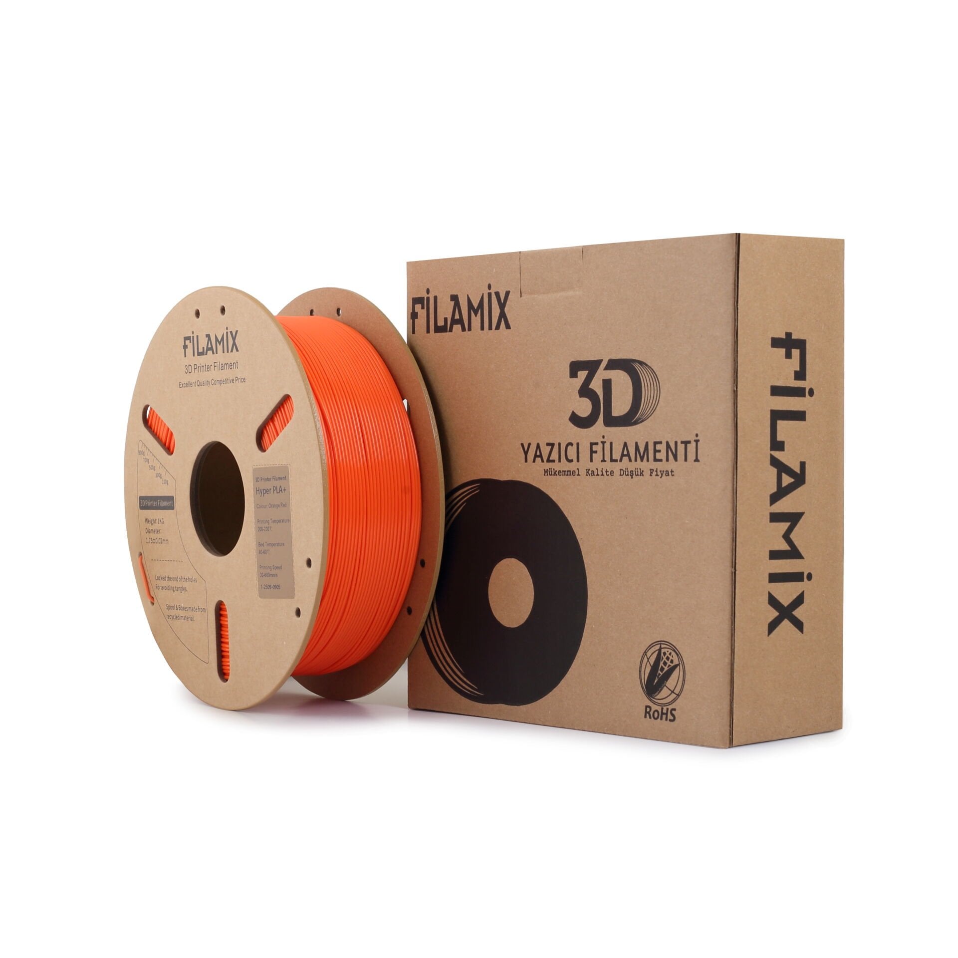 Filamix Kızıl Turuncu Hyper Speed PLA+ Filament 1.75 mm 1000 Gr.