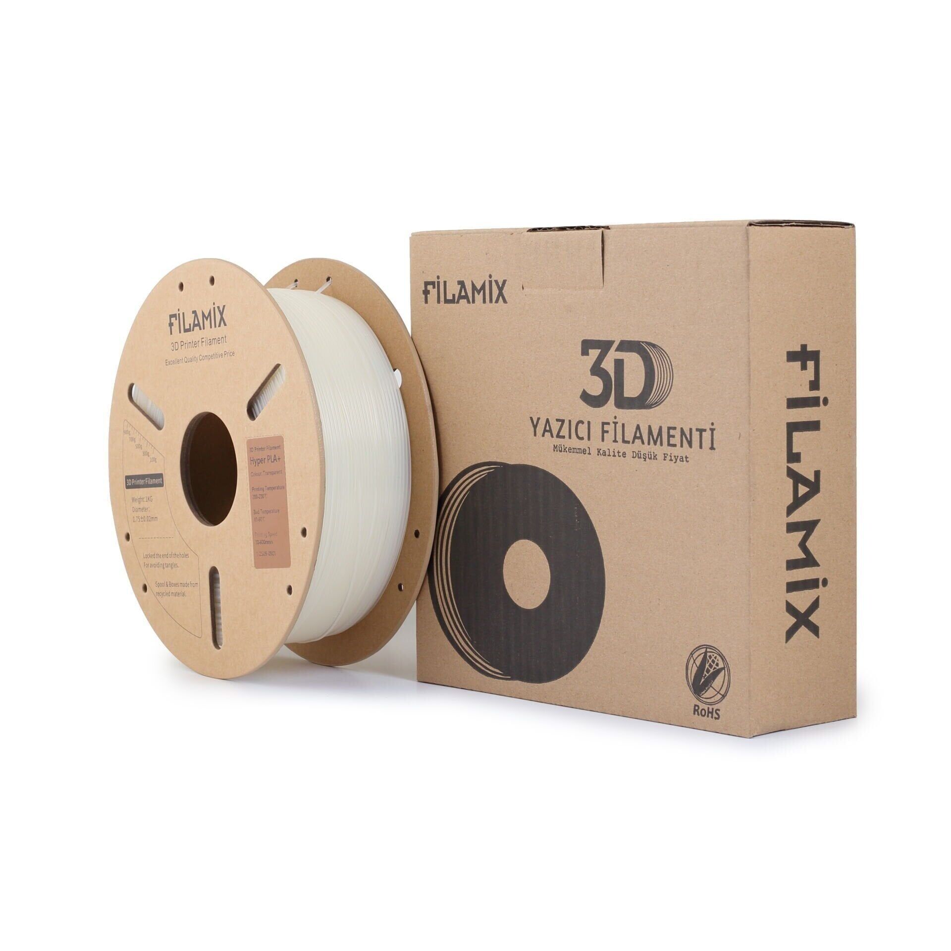 Filamix Şeffaf HS PLA+ Filament 1.75 mm 1kg.