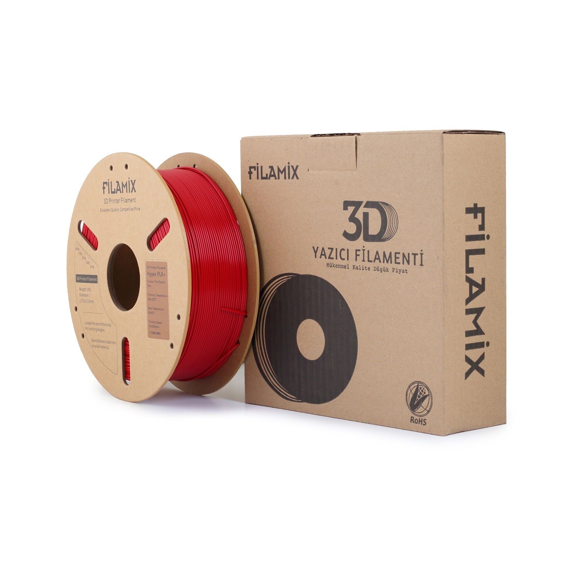 Filamix Ateş Kırmızı PLA+ Filament 1.75 mm 1kg.