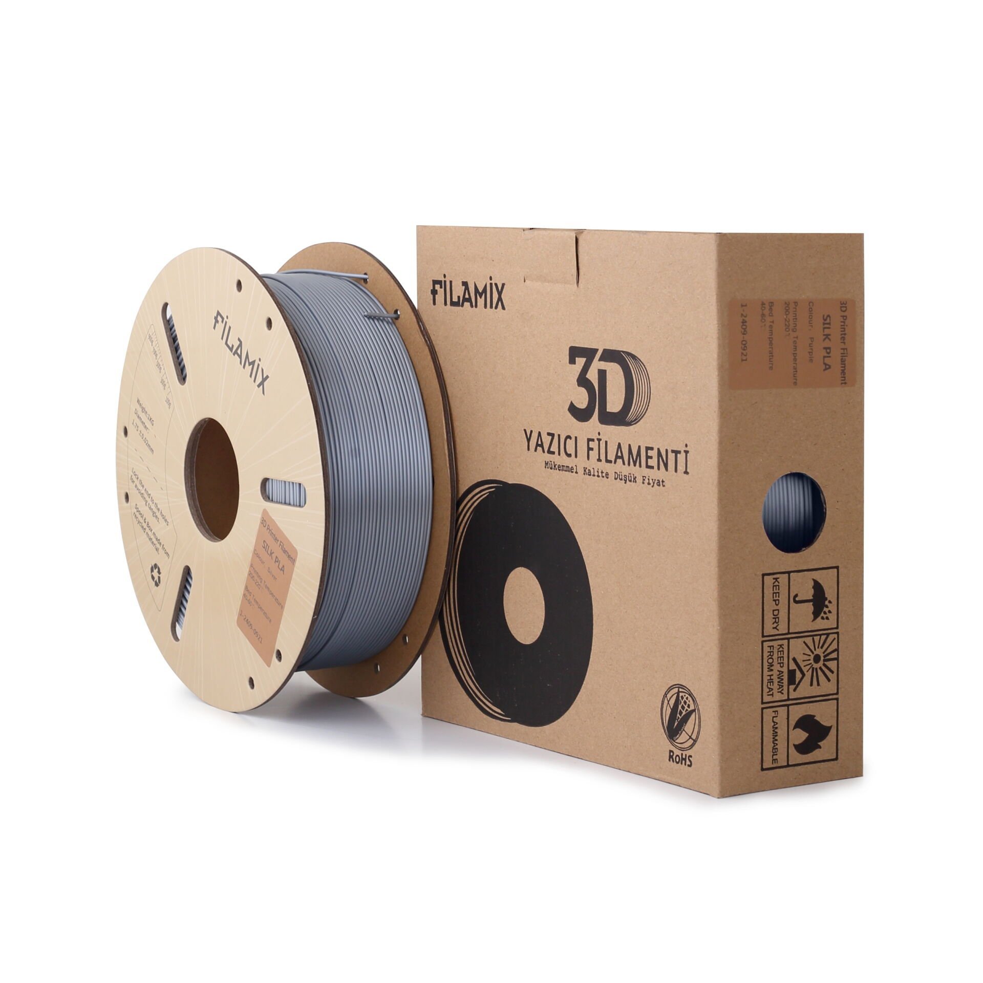 Filamix Gümüş Silk Pla Filament 1.75mm. 1Kg