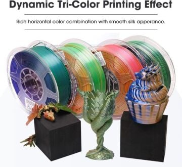 Esun Altın-Kırmızı-Yeşil Silk Mystic Pla Filament 1.75mm. 1Kg