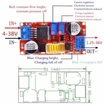 DC-DC Step Down 5A Lipo Şarj Modülü - XL4015 Akım ve VoltajAyarlı