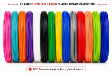 Vakumlu Pla Filament 10 Renk 5 Metre Toplam 50m. Karışık Renkler