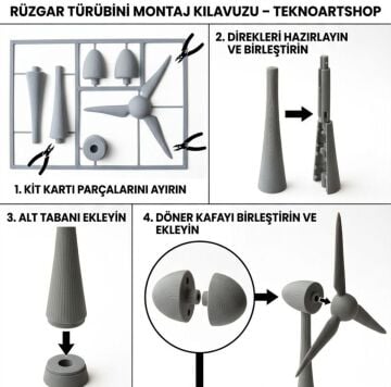 Rüzgar Türbini Kit Card - Eğitici Deney Seti 95 mm.