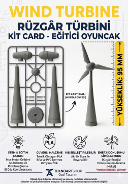 Rüzgar Türbini Kit Card - Eğitici Deney Seti 95 mm.
