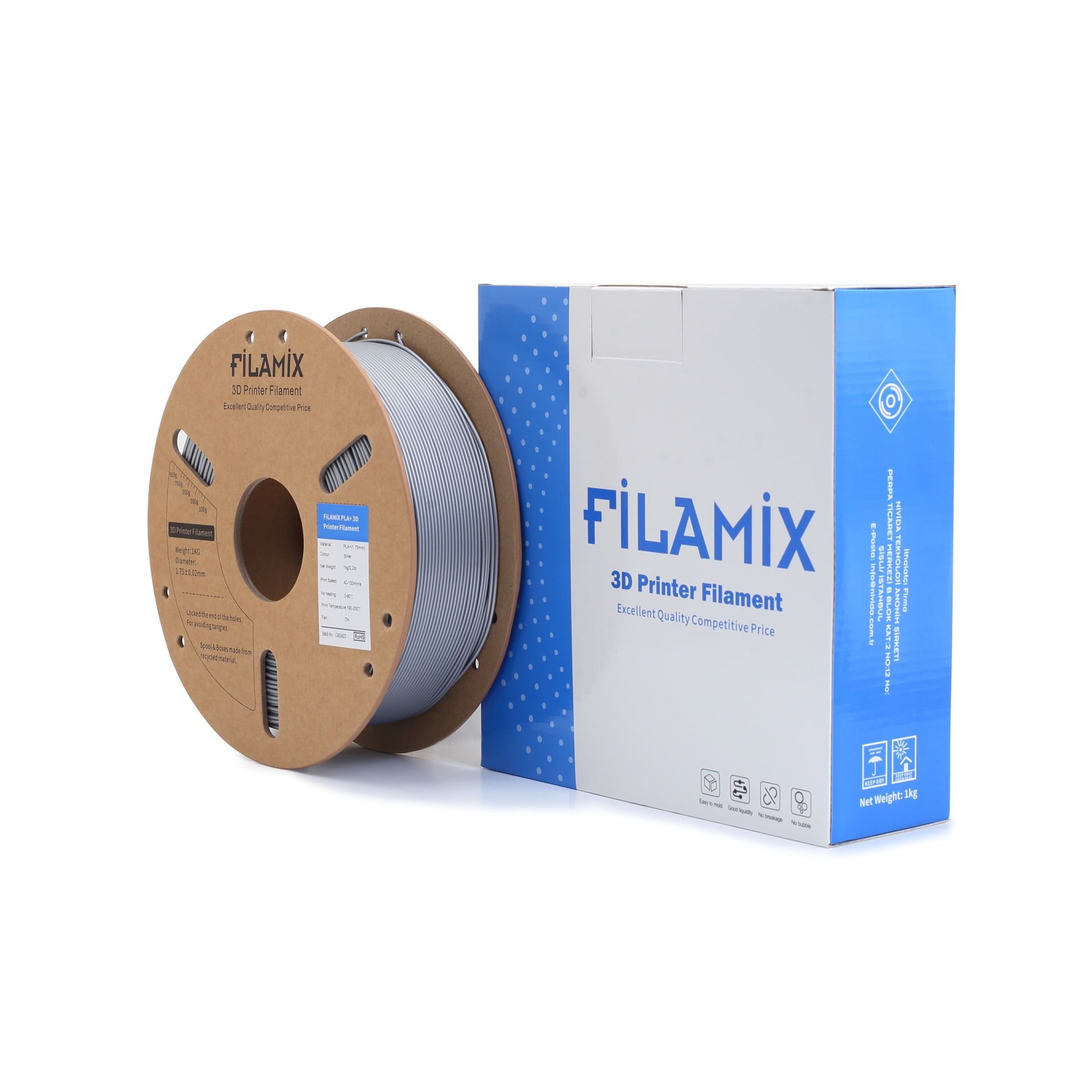 Filamix Gümüş PLA Filament 1.75 mm 1000 Gr.