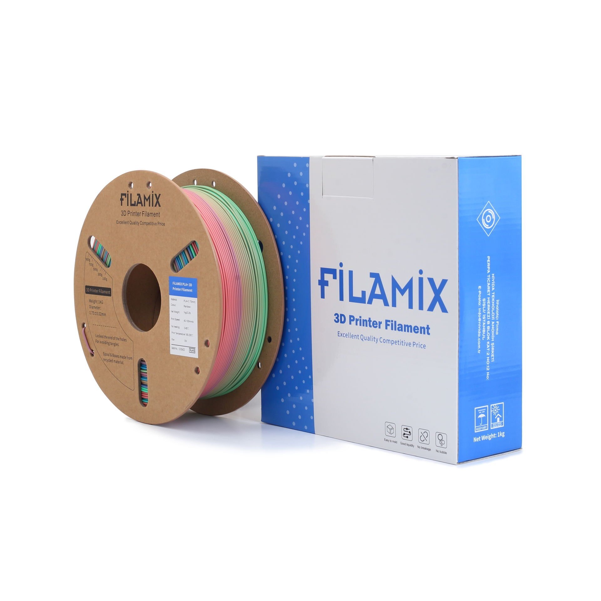 Filamix Rainbow PLA Filament 1.75 mm 1000 Gr.