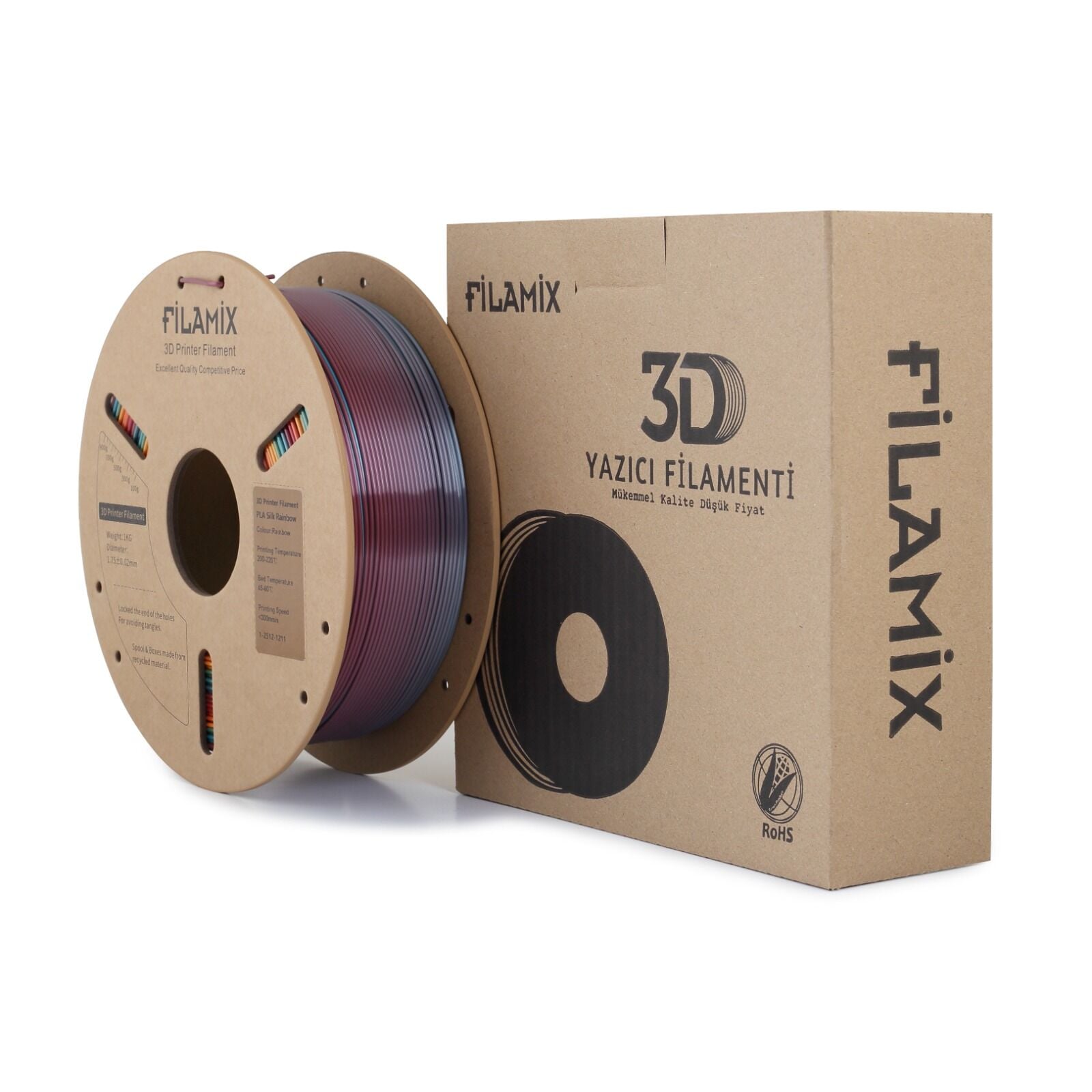 Filamix Silk Rainbow Pla Filament 1.75 mm 1000 Gr.