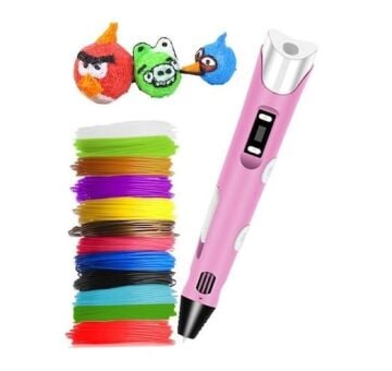 3D Kalem Pembe + 5 x 10 Renk Filament + Şablon