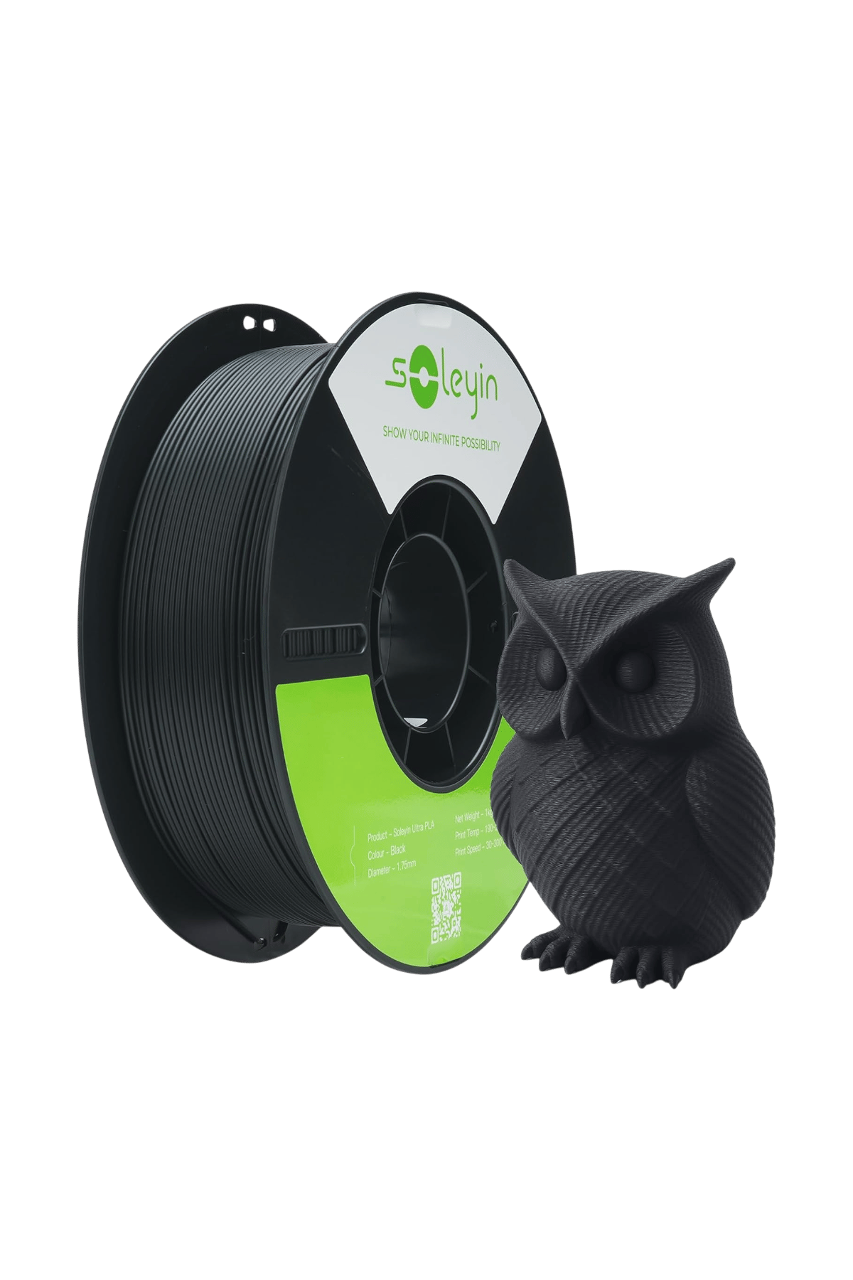 Soleyin Ultra PLA Mat Siyah Filament 1.75 mm. 1Kg.