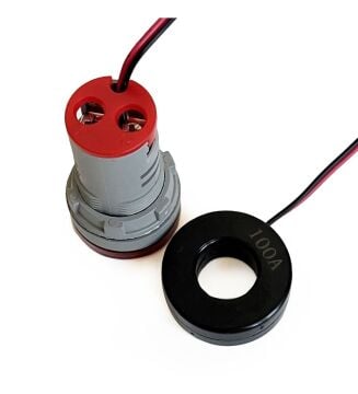 22mm Dijital Ampermetre Yuvarlak AC 60-500V 0-100A KIRMIZI