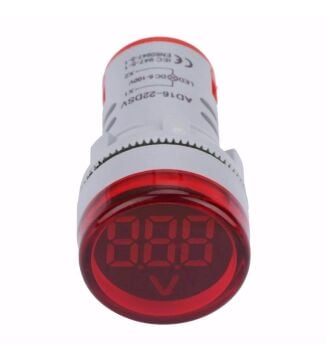 22mm Dijital Voltmetre Yuvarlak AC 60-500V 0-100A KIRMIZI
