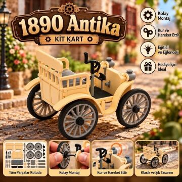 1890 Model Antika Araba Kit Card - Eğitici Deney Seti