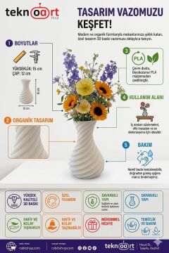 İskandinav Tarzı Spiral Plastik Vazo 18 cm. Kırmızı