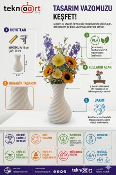 İskandinav Tarzı Spiral Plastik Vazo 18 cm.