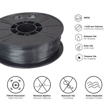 CCF Petg Siyah Filament 1.75mm 1Kg