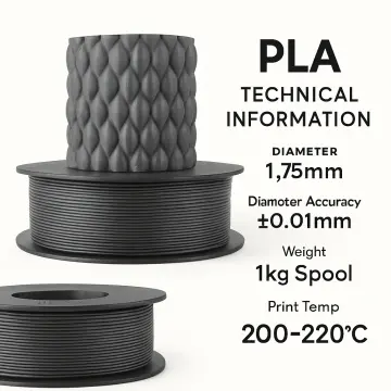 Filetto Gri PLA Plus Filament 1.75 mm 1kg