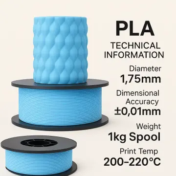 Filetto AçıkMavi PLA Plus Filament 1.75 mm 1kg