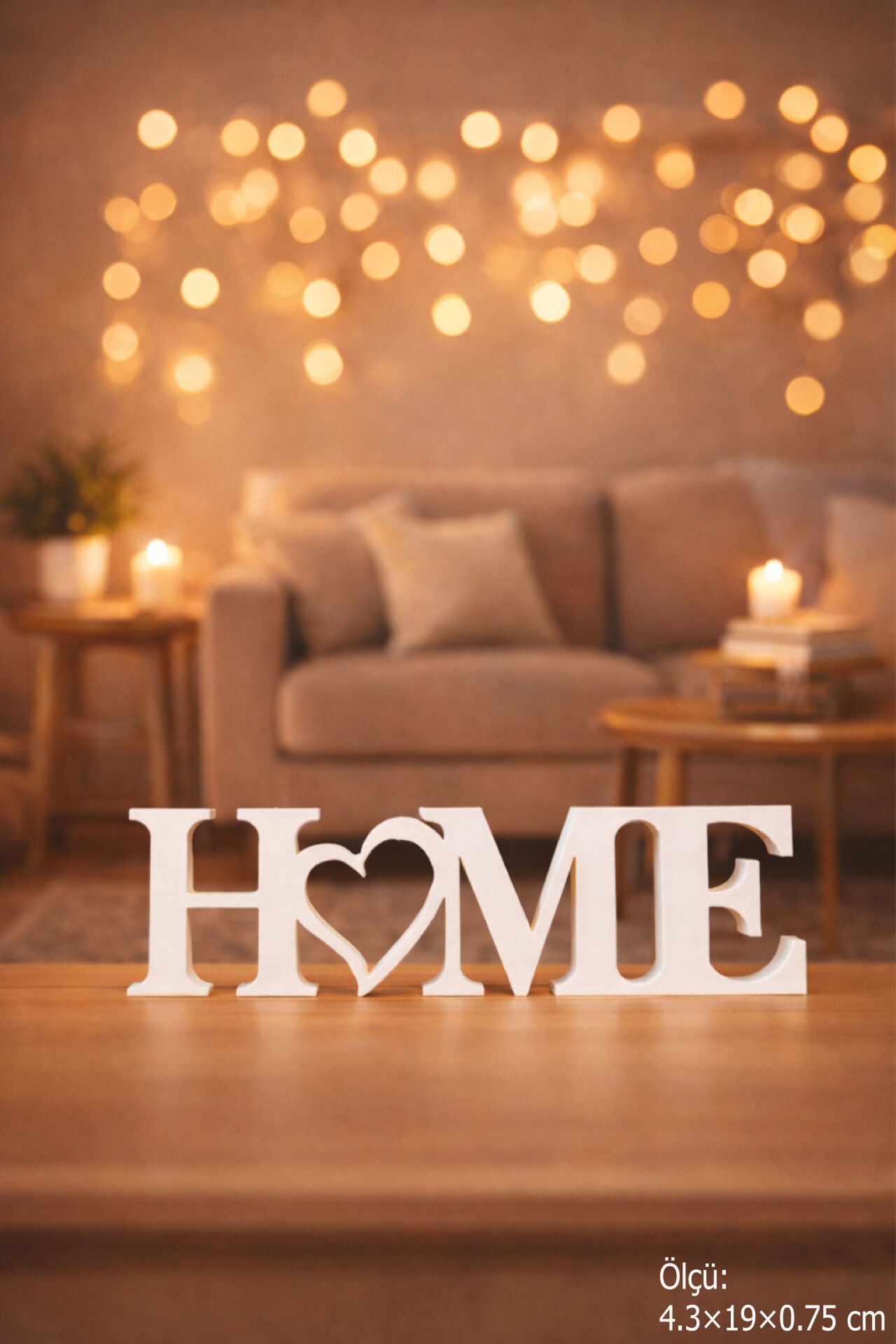 Home Yazılı Dekoratif Biblo Ve Masaüstü Dekor - Beyaz - Plastik 19 cm.
