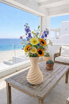 İskandinav Tarzı Spiral Plastik Vazo 18 cm. Ten Rengi