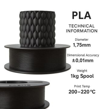 Filetto Siyah PLA Plus Filament 1.75 mm 1kg
