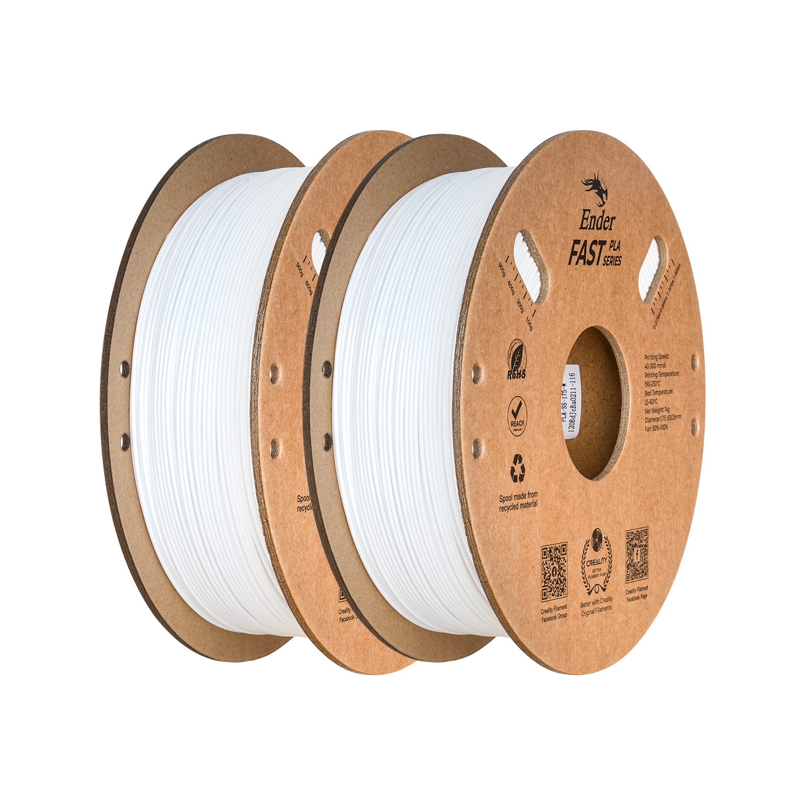 2Lİ Creality Ender Fast PLA Beyaz Filament 1.75mm 2Kg