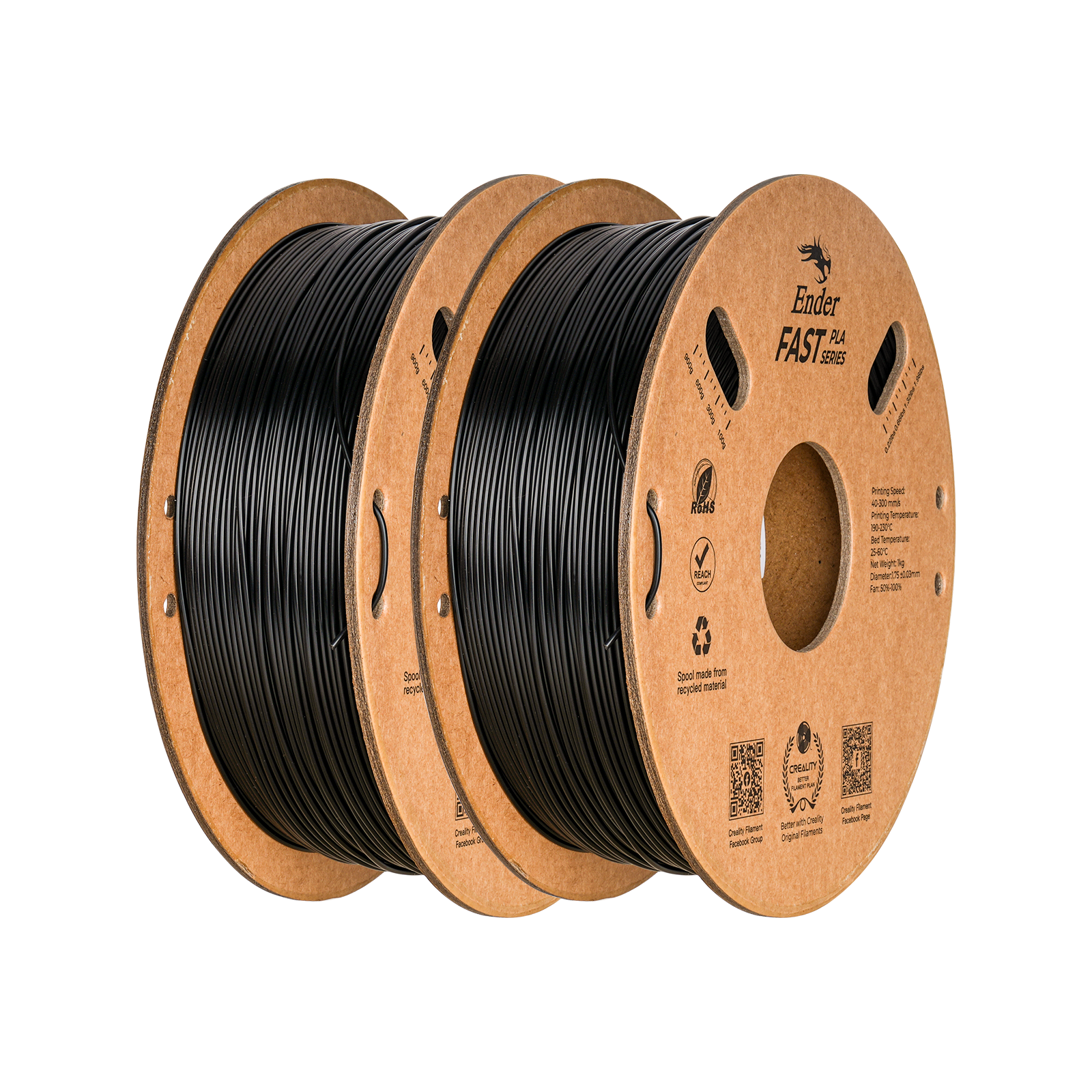 2Lİ Creality Ender Fast PLA Siyah Filament 1.75mm 2Kg