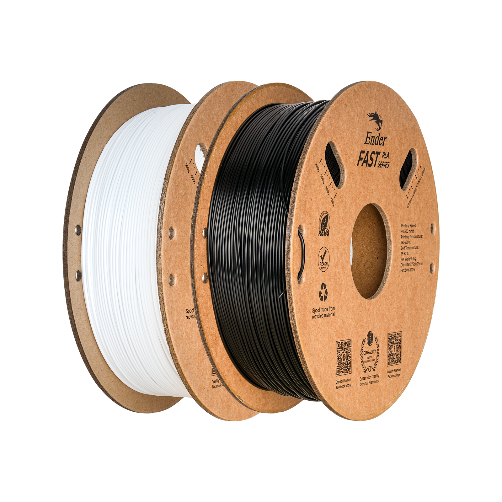 2Lİ Creality Ender Fast PLA Siyah Beyaz Filament 1.75mm 2Kg