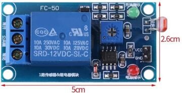 12V 1 Kanal LDR Işık Sensörü Kontrollü Röle Kartı