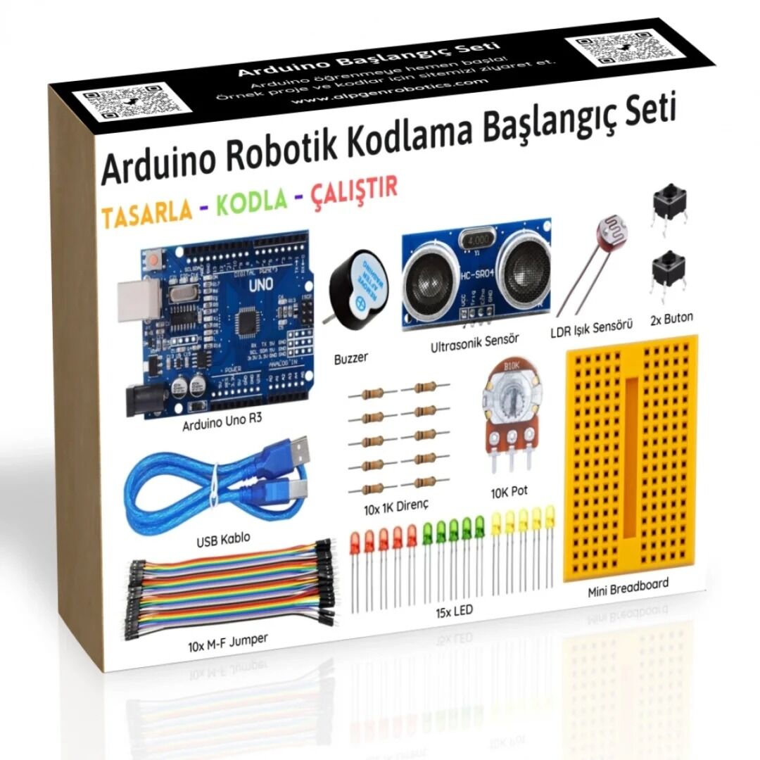 Arduino Uno (Klon) R3 Robotik Kodlama Başlangıç Seti 44 Parça + Proje Kitapçığı