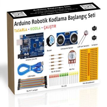 Arduino Uno (Klon) R3 Robotik Kodlama Başlangıç Seti 44 Parça + Proje Kitapçığı