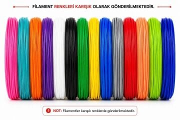 Vakumlu Pla Filament 20 Renk 5 Metre Toplam 100m. Karışık Renkler