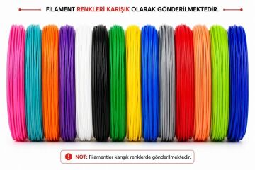 Vakumlu Pla Filament 20 Renk 5 Metre Toplam 100m. Karışık Renkler