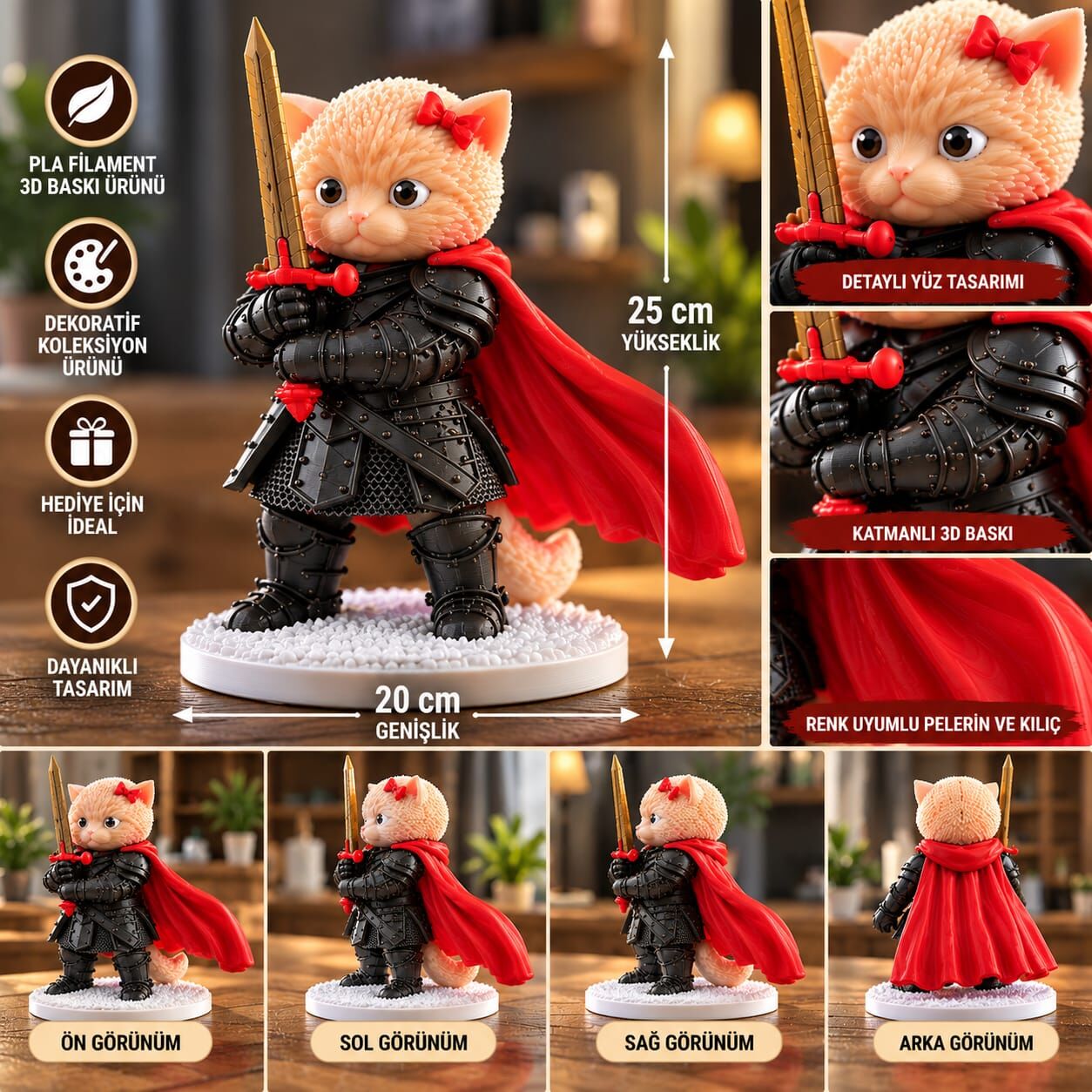 Cat Knight Siyah 25cm.
