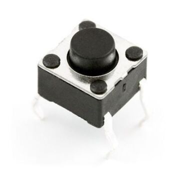 4 Pinli Push Buton - Siyah (12x12x7mm)