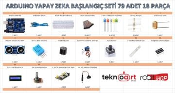 Arduino Başlangıç Seti (18 Çeşit 79 Adet) Yapay Zeka Tarafından Oluşturulmuş